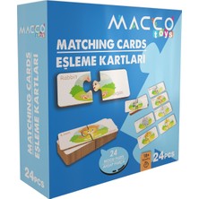 Macco Toys Ahşap 24 Parça Hayvan Desenli Eşleştirme Kartları Eğitici Montessori Oyuncak