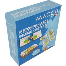 Macco Toys Ahşap 24 Parça Hayvan Desenli Eşleştirme Kartları Eğitici Montessori Oyuncak