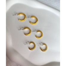 Demokan Kadın Küpe Çizgi Tırtık Küpe
