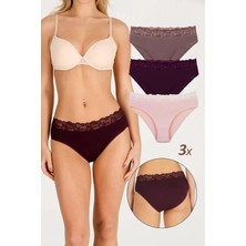 Sensu Kadın Bambu Kumaş Beli Dantelli 3'lü Slip Külot Set KTS1092