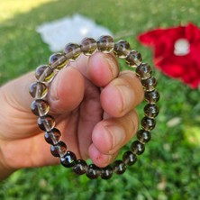 Enerji Taşım Dumanlı Kuvars Doğal Taş Bilekliği 8 mm