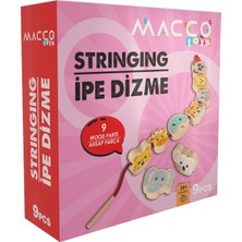 Macco Toys Ahşap Hayvan Desenli Ipe Dizme Oyunu Eğitici Montessori Oyuncak