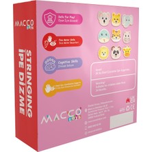 Macco Toys Ahşap Hayvan Desenli Ipe Dizme Oyunu Eğitici Montessori Oyuncak