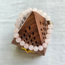 Enerji Taşım Pembe Kuvars Doğal Taş Bilekliği 8 mm