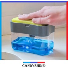 Candy Shine Pompalı Sıvı Sabunluk Sıvı Deterjanlık Pompalı Sünger Hazneli Sıvı Sabun Dispenseri 385ML