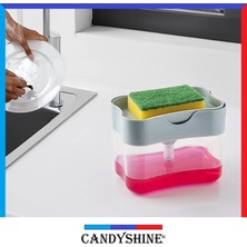 Candy Shine Pompalı Sıvı Sabunluk Sıvı Deterjanlık Pompalı Sünger Hazneli Sıvı Sabun Dispenseri 385ML