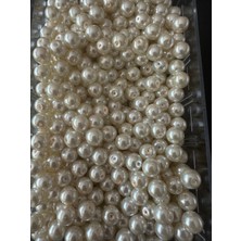 Livza Bijuteri Krem Renk Cam Inci Boncuk 10 Mm 50 Gram