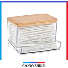 Candy Shine Ahşap Kapak Pamuklu Çubuk Organizer Modern Pamuklu Çubuk Düzenleyici Şık Pamukluk 1 Adet