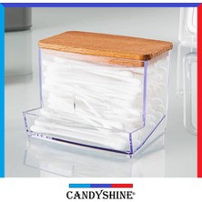 Candy Shine Ahşap Kapak Pamuklu Çubuk Organizer Modern Pamuklu Çubuk Düzenleyici Şık Pamukluk 1 Adet