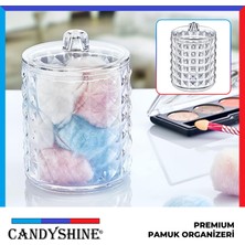 Candy Shine Diamond Premium Lüx Silindir Pamuk Organizeri Modern Lüx Makyaj Kozmetik Düzenleyici Şık Organizer