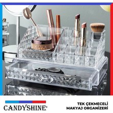 Candy Shine Diamond Premium 1 Çekmeceli Makyaj Organizeri Modern 1 Çekmeceli Kozmetik Düzenleyici Şık Organizer