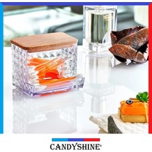 Candy Shine Ahşap Kapak Diamond 3'lü Organizer Set Modern Pamukluk Düzenleyici Şık 3'lü Pamukluk Set Elmas Şekil