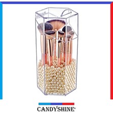 Candy Shine Diamond Premium Kapaklı Altıgen Mika Makyaj Fırçası Düzenleyici Organizer Takı Mücevher Kutusu