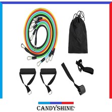 CandyShine 12 Parça Deluxe Profesyonel Direnç Lastiği Seti Latex Premium Kalite Fitness Kondisyon Direnç Lastik