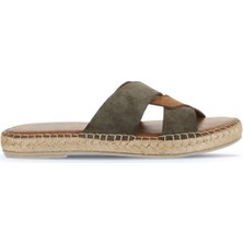 Bueno Shoes Haki Taba Alf Süet Kadın Espadril Terlik 01WA7101