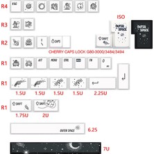 Silhouette Dış Uzay Keycaps Kiraz Profili Klavye Tuş Takımı GK61/64/68/108 Gmmk Pro Mekanik Oyun Klavyesi Anahtar Kapağı, Kore (Yurt Dışından)