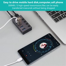 Silhouette Usb3.0 Ayırıcı 4 Bağlantı Noktalı Şarjlı Çok Arayüzlü Hub, Anahtar ve Güç Kaynağı ile - Abd Tak (Yurt Dışından)