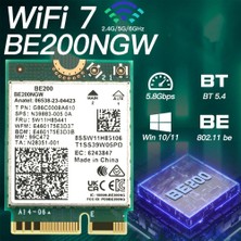 Silhouette Wıfı 7 BE200 BE200NGW Wifi Kartı + Tornavida Bt 5.4 802.11AX Tri-Band M.2 Ngff WIN10/11 Için Kablosuz Ağ Adaptörü (Yurt Dışından)