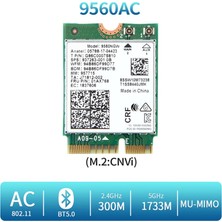 Silhouette 9560NGW Wifi Kartı + 2xantenna 1730MBPS Kablosuz Ac 9560 2.4g+5g Bt 5.0 802.11AC M.2 Cnvı 9560NGW Kablosuz Adaptör (Yurt Dışından)