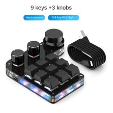 Silhouette Özel Makro Klavye Çalışırken Değiştirilebilir Mini 9 Tuş 3 Düğmeli Rgb Programı 18 Karakter Mekanik Klavye Kırmızı Anahtar, Kablolu Siyah (Yurt Dışından)