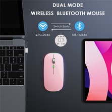 Silhouette Bt5.1+2.4ghz Fare Jiggler'lı Kablosuz Fare, Şarj Edilebilir 2.4g Fare, USB Özellikli Bilgisayar Için Fare Taşıyıcı, Pembe (Yurt Dışından)