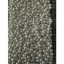 Beyaz Renk Cam Inci Boncuk 6 mm