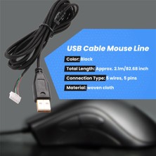 Silhouette Deathadder 2013 Için USB Kablo Fare Hattı. 2.1m 5 Telli 5 Pin Kaplamalı Yedek Oyun Faresi (Yurt Dışından)