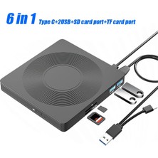 Silhouette 6 In1 Harici Cd/dvd Sürücüsü Usb3.0 Tip C CD DVD Rw VCD Optik Sürücü Sd Tf Kart Okuyucu ile Pc Dizüstü Bilgisayar Için DVD Yazıcı (Yurt Dışından)