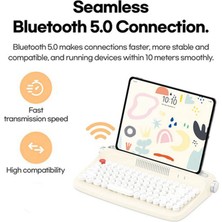 Silhouette Bluetooth Kablosuz Klavye Ofis Daktilo Mekanik Hissediyorum Tablet Evrensel Retro Yuvarlak Klavye Tuş Dizüstü Klavye, C (Yurt Dışından)