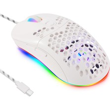 Silhouette E20 Type-C Kablolu Fare Taşınabilir 7200 Dpı 7 Düğmeli Rgb Arkadan Aydınlatmalı Oyun Faresi, C Bağlantı Noktalı Beyaz Bilgisayarlar Veya Dizüstü Bilgisayarlar Için (Yurt Dışından)