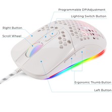 Silhouette E20 Type-C Kablolu Fare Taşınabilir 7200 Dpı 7 Düğmeli Rgb Arkadan Aydınlatmalı Oyun Faresi, C Bağlantı Noktalı Beyaz Bilgisayarlar Veya Dizüstü Bilgisayarlar Için (Yurt Dışından)