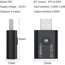 Silhouette USB Bluetooth 5.0 Adaptörü 2'si 1 Arada, USB Bluetooth Alıcısı/vericisi, Aux Girişi 3,5 mm Jakı, Tv Için Denoise Hıfı Müzik (Yurt Dışından)