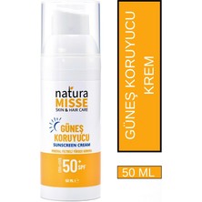 Natura Misse Doğal Güneş Kremi 50 ml Uva Uvb Spf 50 Yüksek Koruma Leke Karşıtı Bakım Nemlendirici Su Bazlı Krem