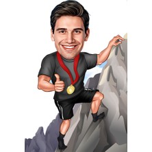 Özcan Tasarım Kişiye Özel Erkek Dağcı Biblosu - Karikatür Biblo