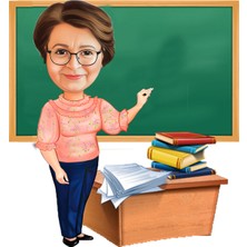Özcan Tasarım Kişiye Özel Kadın Öğretmen Biblosu - Karikatür Biblo
