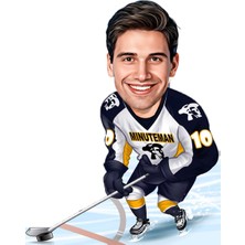 Özcan Tasarım Kişiye Özel Erkek Buz Hokeyi Biblosu - Karikatür Biblo