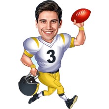 Özcan Tasarım Kişiye Özel Erkek American Futbolu Biblosu - Karikatür Biblo