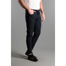 Zeki  Özer Erkek Lacivert Extra Esnek Keten Pantolon