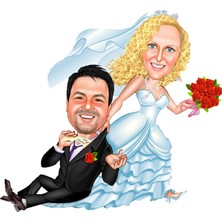 Özcan Tasarım Kişiye Özel Gelin Damat Biblosu - Karikatür Biblo 5