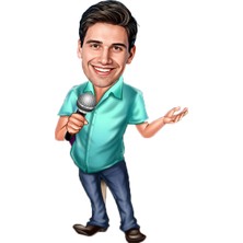 Özcan Tasarım Kişiye Özel Erkek Şarkıcı Biblosu - Karikatür Biblo