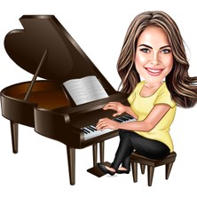 Özcan Tasarım Kişiye Özel Piyano Biblosu - Karikatür Biblo