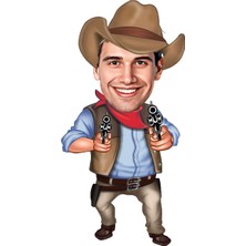 Özcan Tasarım Kişiye Özel Erkek Kovboy Biblosu - Karikatür Biblo