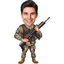 Özcan Tasarım Kişiye Özel Erkek Asker Biblosu - Karikatür Biblo