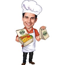 Özcan Tasarım Kişiye Özel Erkek Aşçı Biblosu - Karikatür Biblo 3