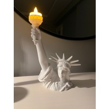 Root Made Özgürlük Heykeli Dekoratif Tealight Mum Tutucu Dekoratif Özgürlük Anıtı Obje Tealight Mum Hediyeli