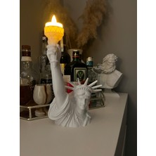 Root Made Özgürlük Heykeli Dekoratif Tealight Mum Tutucu Dekoratif Özgürlük Anıtı Obje Tealight Mum Hediyeli