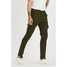 DAMGA JEANS Erkek Yüksek Bel Esnek Haki Bol Kargo Cepli Pantolon