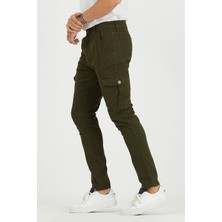 DAMGA JEANS Erkek Yüksek Bel Esnek Haki Bol Kargo Cepli Pantolon