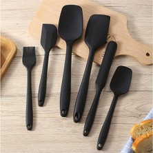 Rainbow Jingyikeji - Pişirme Için Isıya Dayanıklı Silikon Spatula Seti, Pişirme Spatulaları, Yapışmaz Kauçuk Spatulalar, 6'lı Silikon Spatula Seti, Siyah (Yurt Dışından)