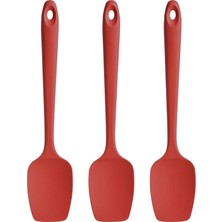 Rainbow Jingyikeji Pişirme ve Pişirme Için Silikon Kaşık Spatula Seti, 3 Parça (Kırmızı) (Yurt Dışından)